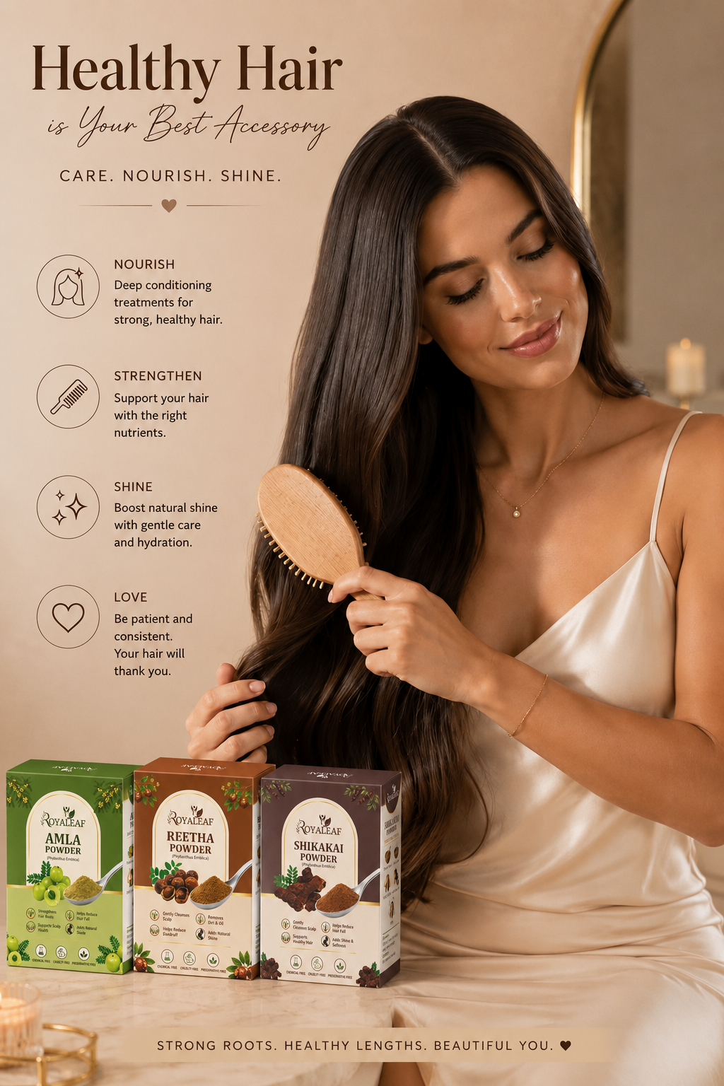 Royaleaf Amla Reetha Shikakai Powder 300g Hair Care Combo Pack 3 pure & Natural Products Hair Care And Hair Growth, Anti Hair Fall, Dandruff Control & Healthy Shiny Hair