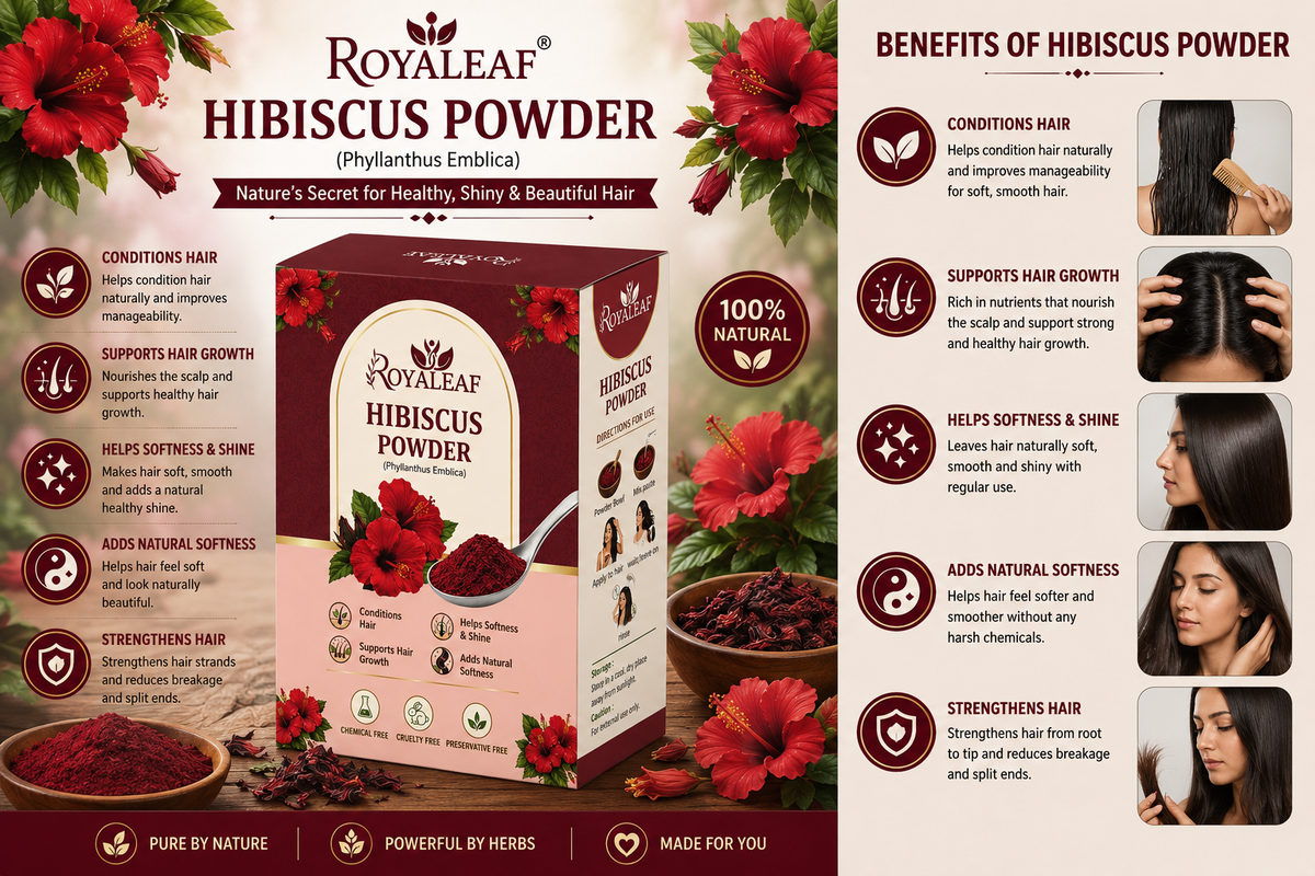 Royaleaf Natural 100% Pure Bhringraj Powder for Hair Growth & DIY Packs for Strong Shiny Hair (100g)