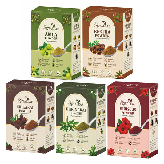 5x Product - Bhringraj, Hibiscus, Reetha, Amla, Shikakai Powder