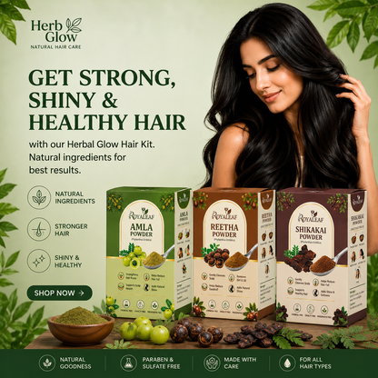 Royaleaf Amla Reetha Shikakai Powder 300g Hair Care Combo Pack 3 pure & Natural Products Hair Care And Hair Growth, Anti Hair Fall, Dandruff Control & Healthy Shiny Hair