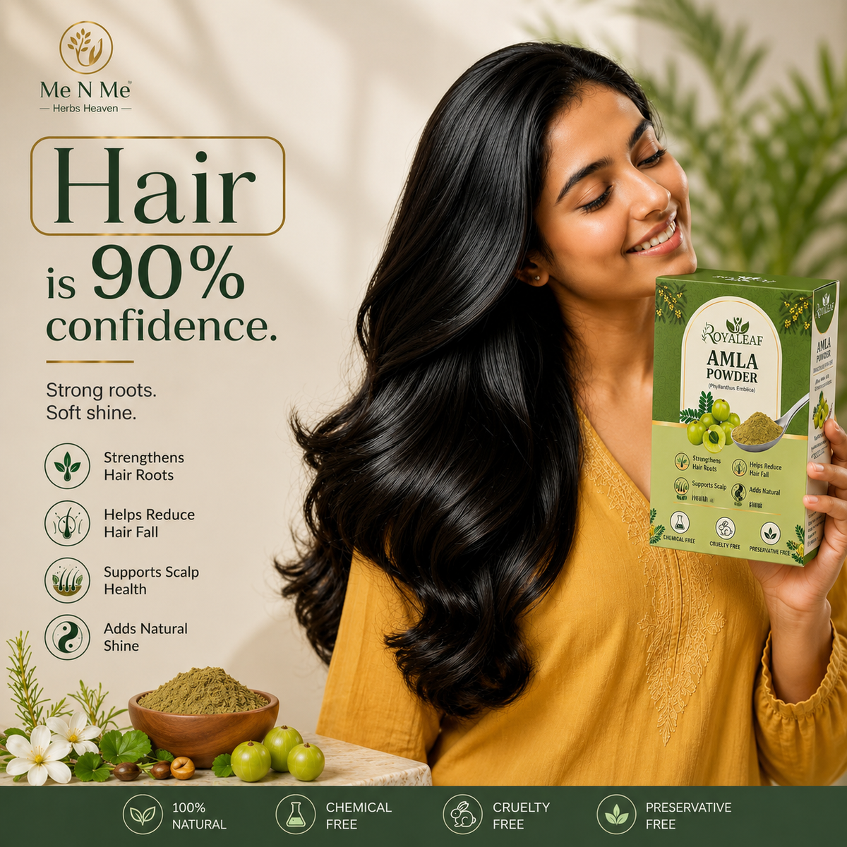 Royaleaf Natural Amla Powder For Soft & Shiny Hair Indian Gooseberry Powder for Hair growth & Hair Care Strengthening Nourish Conditioner & Cleanser (100G)