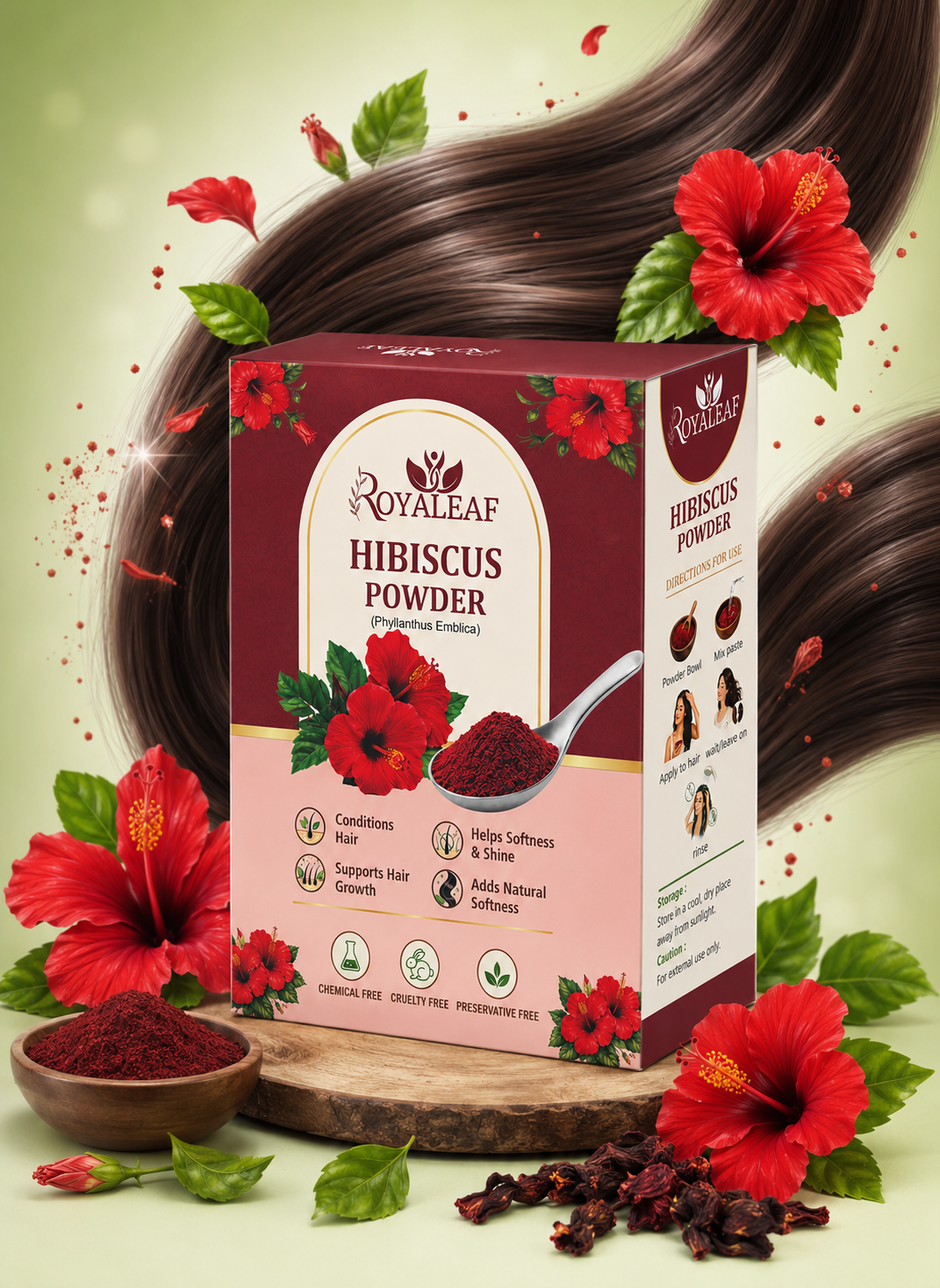 Royaleaf Natural 100% Pure Bhringraj Powder for Hair Growth & DIY Packs for Strong Shiny Hair (100g)