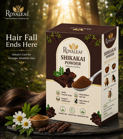 Royaleaf Shikakai Powder for Hair Growth Soft & Shiny Hair Shikakai for Hair Care Strengthening Nourish Conditioner & Healthy Hair (100G)