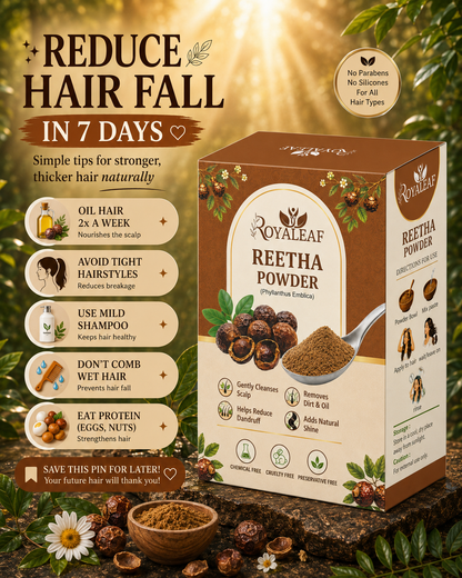 Royaleaf Natural Reetha Powder For Soft & Shiny Hair Ritha Powder for Hair growth & Hair Care Strengthening Natural & Chemical-Free (100G)