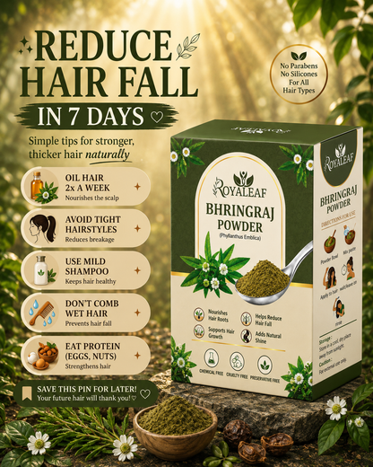 Royaleaf Natural 100% Pure Bhringraj Powder for Hair Growth & DIY Packs for Strong Shiny Hair (100g)