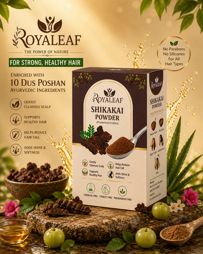 Royaleaf Shikakai Powder for Hair Growth Soft & Shiny Hair Shikakai for Hair Care Strengthening Nourish Conditioner & Healthy Hair (100G)