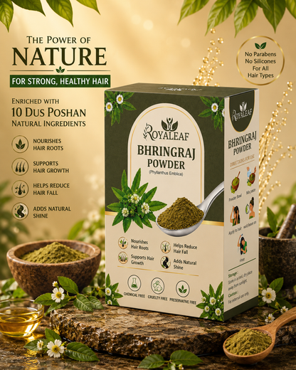 Royaleaf Natural 100% Pure Bhringraj Powder for Hair Growth & DIY Packs for Strong Shiny Hair (100g)