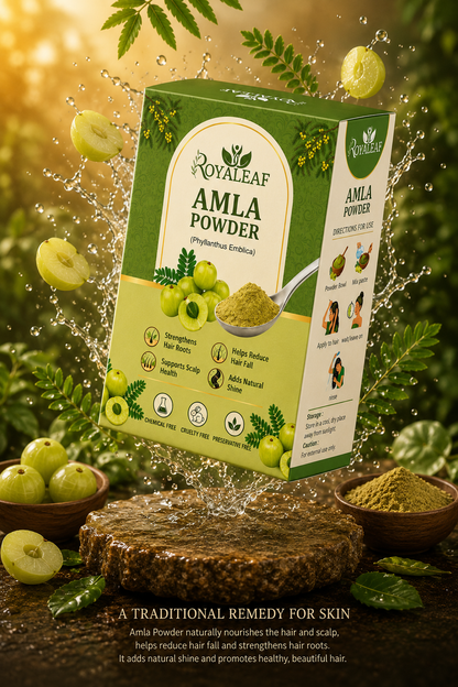 Royaleaf Natural Amla Powder For Soft & Shiny Hair Indian Gooseberry Powder for Hair growth & Hair Care Strengthening Nourish Conditioner & Cleanser (100G)