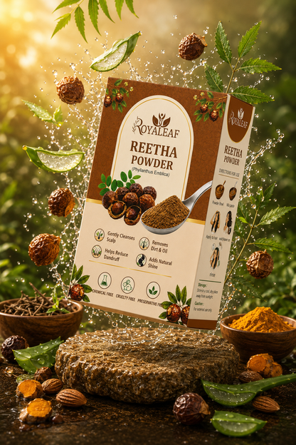 Royaleaf Natural Reetha Powder For Soft & Shiny Hair Ritha Powder for Hair growth & Hair Care Strengthening Natural & Chemical-Free (100G)