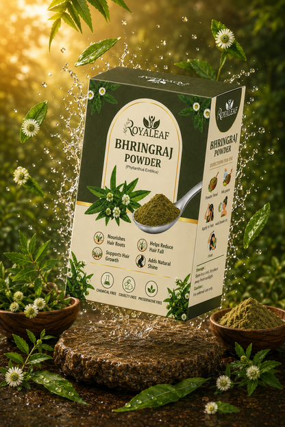Royaleaf Natural 100% Pure Bhringraj Powder for Hair Growth & DIY Packs for Strong Shiny Hair (100g)