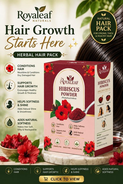 Royaleaf Natural 100% Pure Bhringraj Powder for Hair Growth & DIY Packs for Strong Shiny Hair (100g)