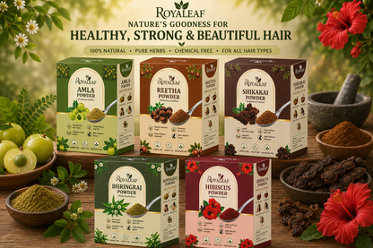 Royaleaf Amla Reetha Shikakai Bhringraj Hibiscus Powder for Hair Growth, Anti Hair Fall, Dandruff Control & Healthy Shiny Hair 500g | 100% Natural Ayurvedic Hair Care Combo Pack 100G Each, 5 Count