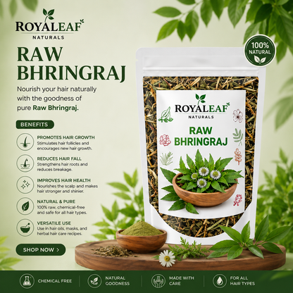 Royaleaf Natural Dry Bhringraj raw 100g Pure & 100% Natural Leaves for Nourishment of Skin and Hair Ayurvedic Dry Leaves Hair Care Conditioner