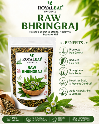 Royaleaf Natural Dry Bhringraj raw 100g Pure & 100% Natural Leaves for Nourishment of Skin and Hair Ayurvedic Dry Leaves Hair Care Conditioner