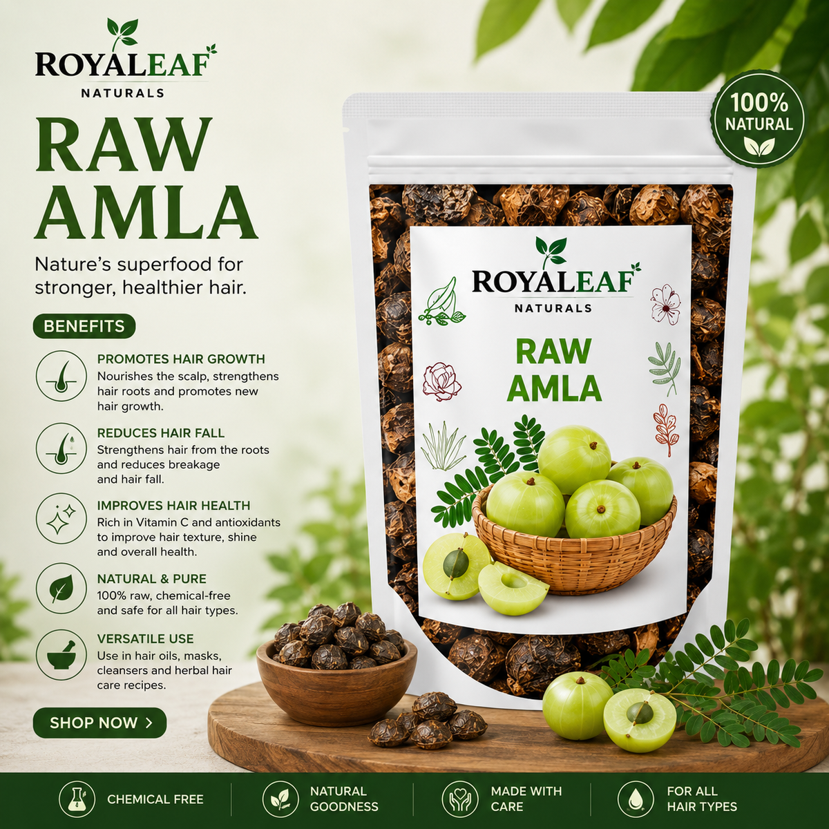 Royaleaf Dry Amla Raw for Hair, Dried Amla Candy for Hair Growth 200gm Dry Amala, Pachak Awala, Sukha Awla