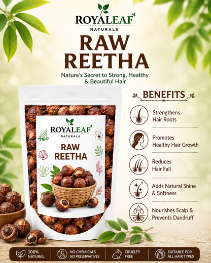 Royaleaf Dried Reetha Raw Soapnuts for Hair Shampoo, 100% Natural Ritha Raw form) (200gm)