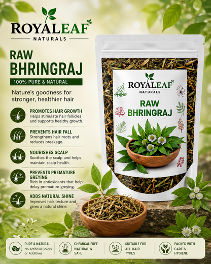Royaleaf Natural Dry Bhringraj raw 100g Pure & 100% Natural Leaves for Nourishment of Skin and Hair Ayurvedic Dry Leaves Hair Care Conditioner