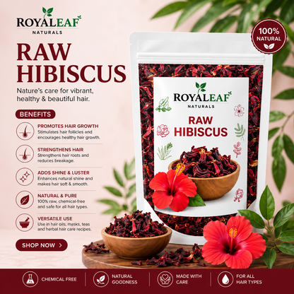 ROYALEAF 100g Dry Hibiscus Flower Rosa-Sinensis for Hair Care & Face Pack Gudhal Ka Phool for Hair Growth, Skin Care Hair Growth