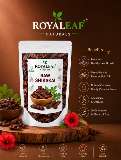 Royaleaf Dried Sabut Shikakai Raw Form 200g | Hair Wash, Hair Growth, Hair Fall Control, Dandruff | Natural Herbal Hair Cleanser, Hair Mask Use, Chemical Free