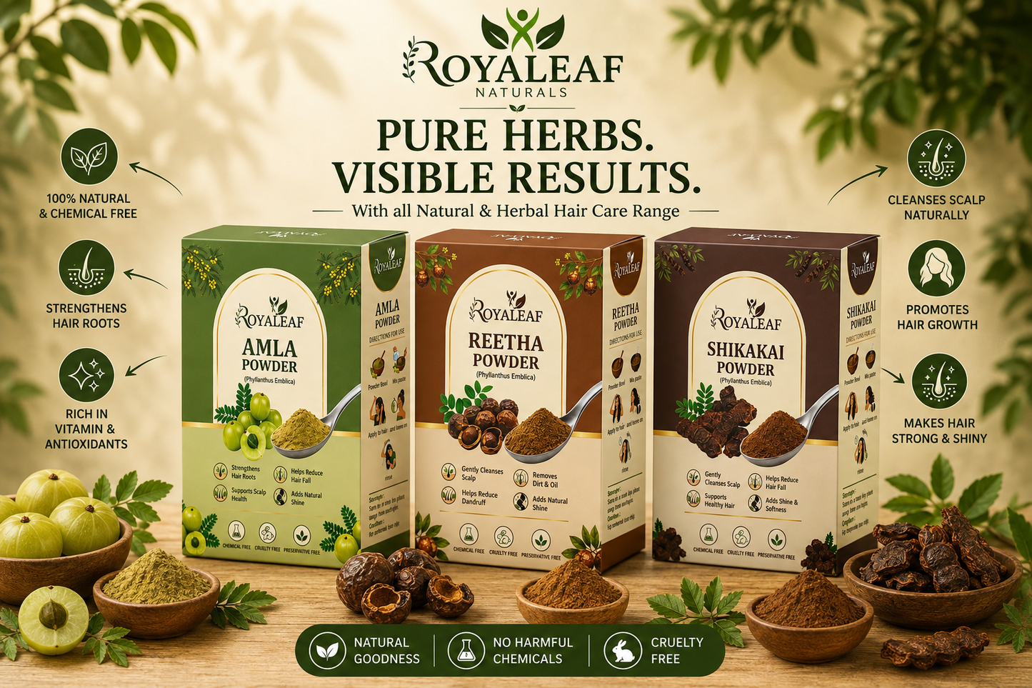 3x Product - Amla, Reetha, Shikakai Powder